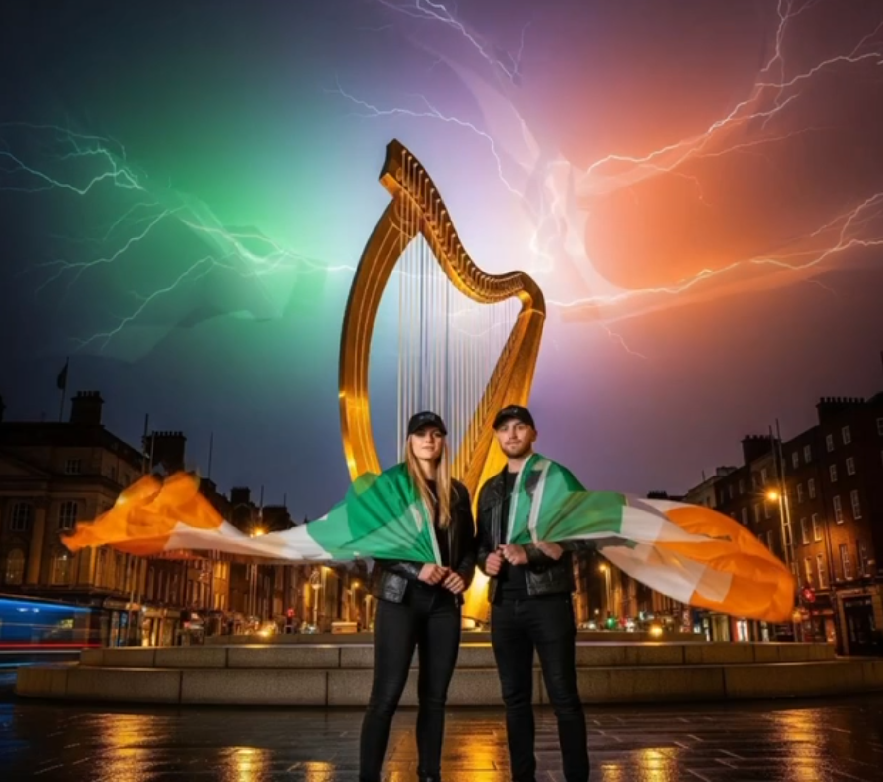 Irish Couple with Harp